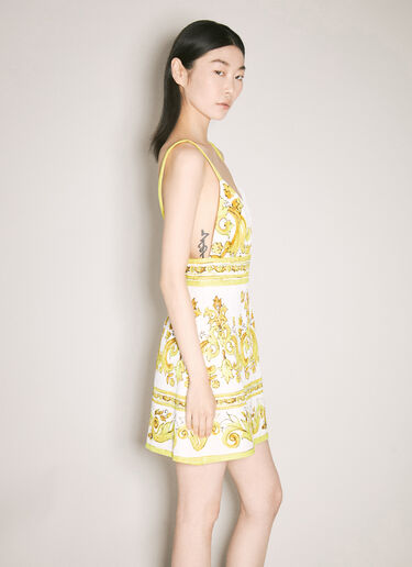 Dolce & Gabbana Majolica-Print Brocade Dress Yellow dol0257008