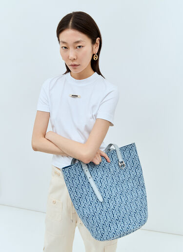 Rabanne Denim Logo Tote Bag Blue pac0255038