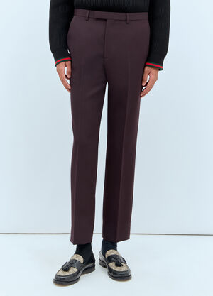 Gucci Logo Embroidery Wool Pants Brown guc0158001