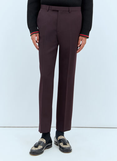 Gucci Logo Embroidery Wool Pants Burgundy guc0158004