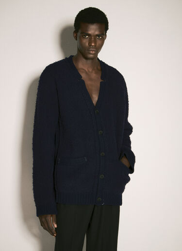 Yohji Yamamoto Textured Knit Cardigan Navy yoy0158008