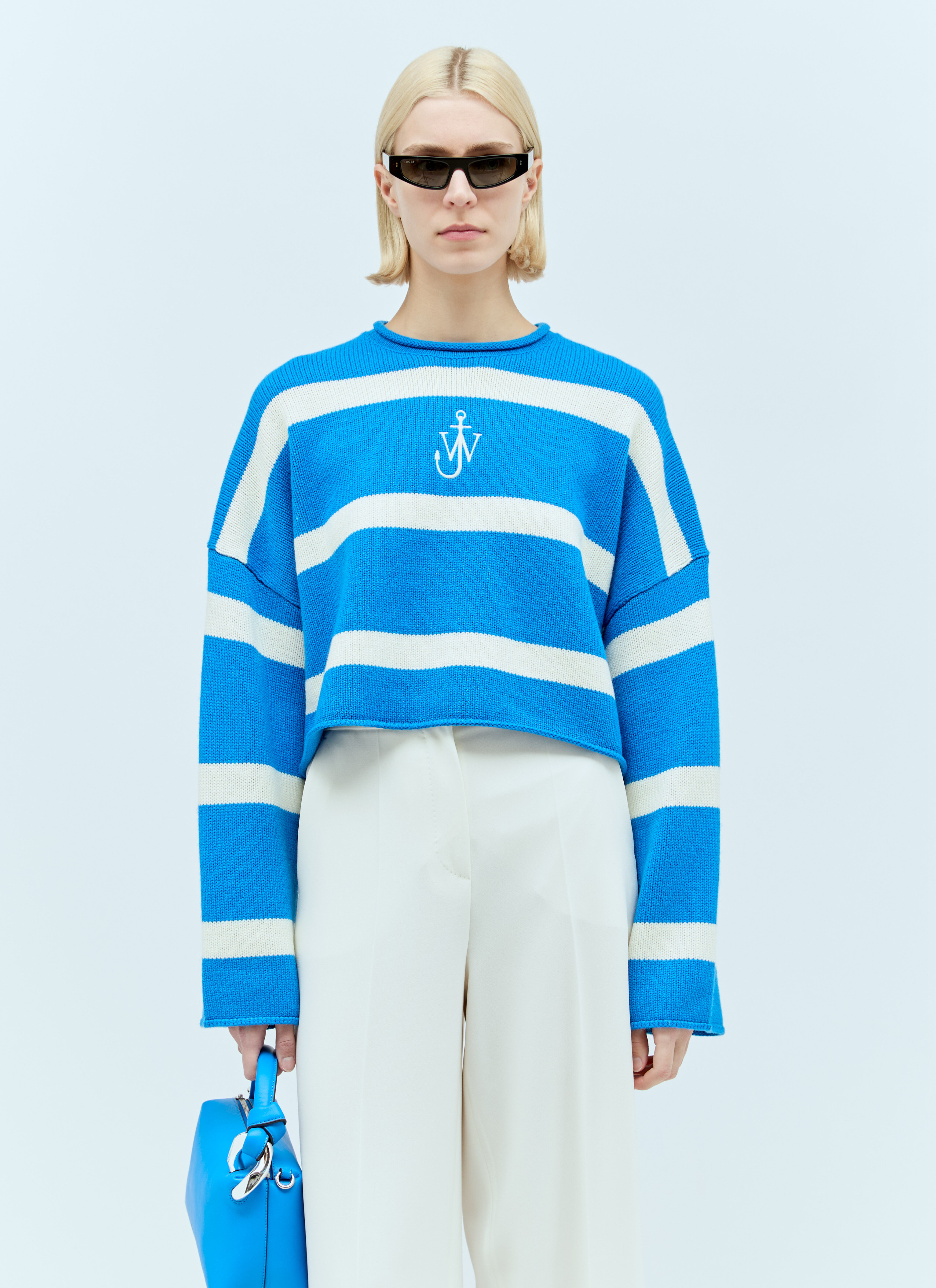 JW Anderson Cropped Anchor Sweater Blue jwa0257012