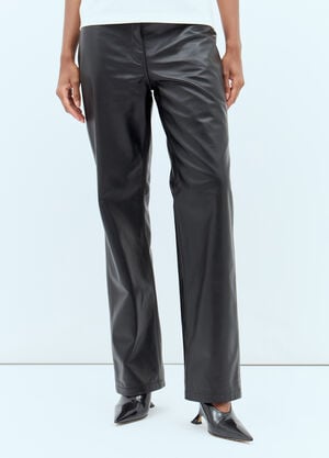 Moncler Straight Leather Pants Black mon0257055