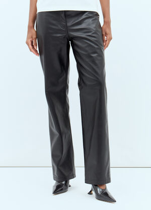 GANNI Straight Leather Pants Beige gan0257002