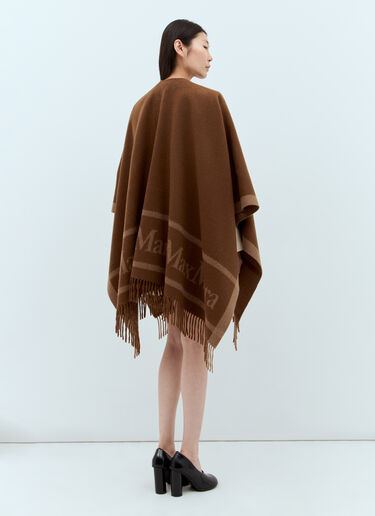 Max Mara Wool Cloak With Fringes Brown max0257035