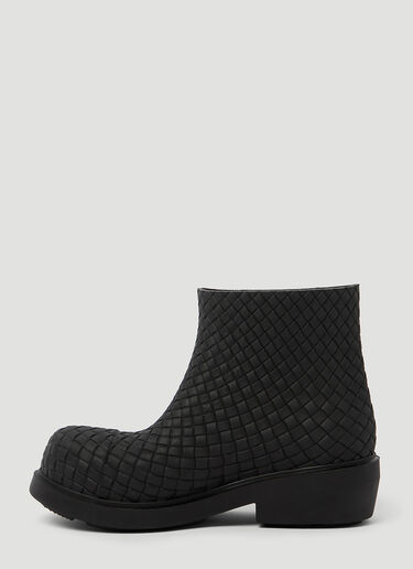 Bottega Veneta Fireman Intreccio Rubber Anke Boot Black bov0254011