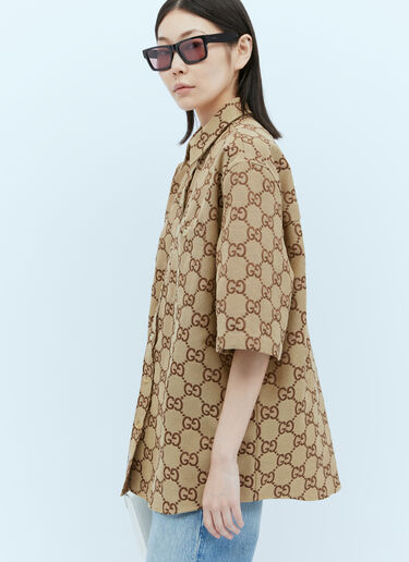 Maxi GG canvas shirt in camel and ebony