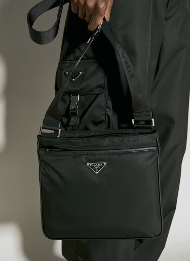 Prada Re-Nylon And Saffiano Leather Crossbody Bag Black pra0155034