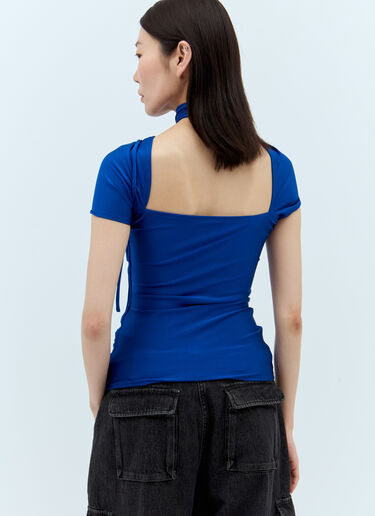 Coperni Asymmetric Draped Jersey Top Blue cpn0255006