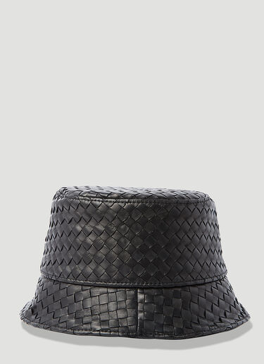 Bottega Veneta Intrecciato Leather Bucket Hat Black bov0253072