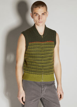 Marni Striped Wool Gilet Green mni0157001