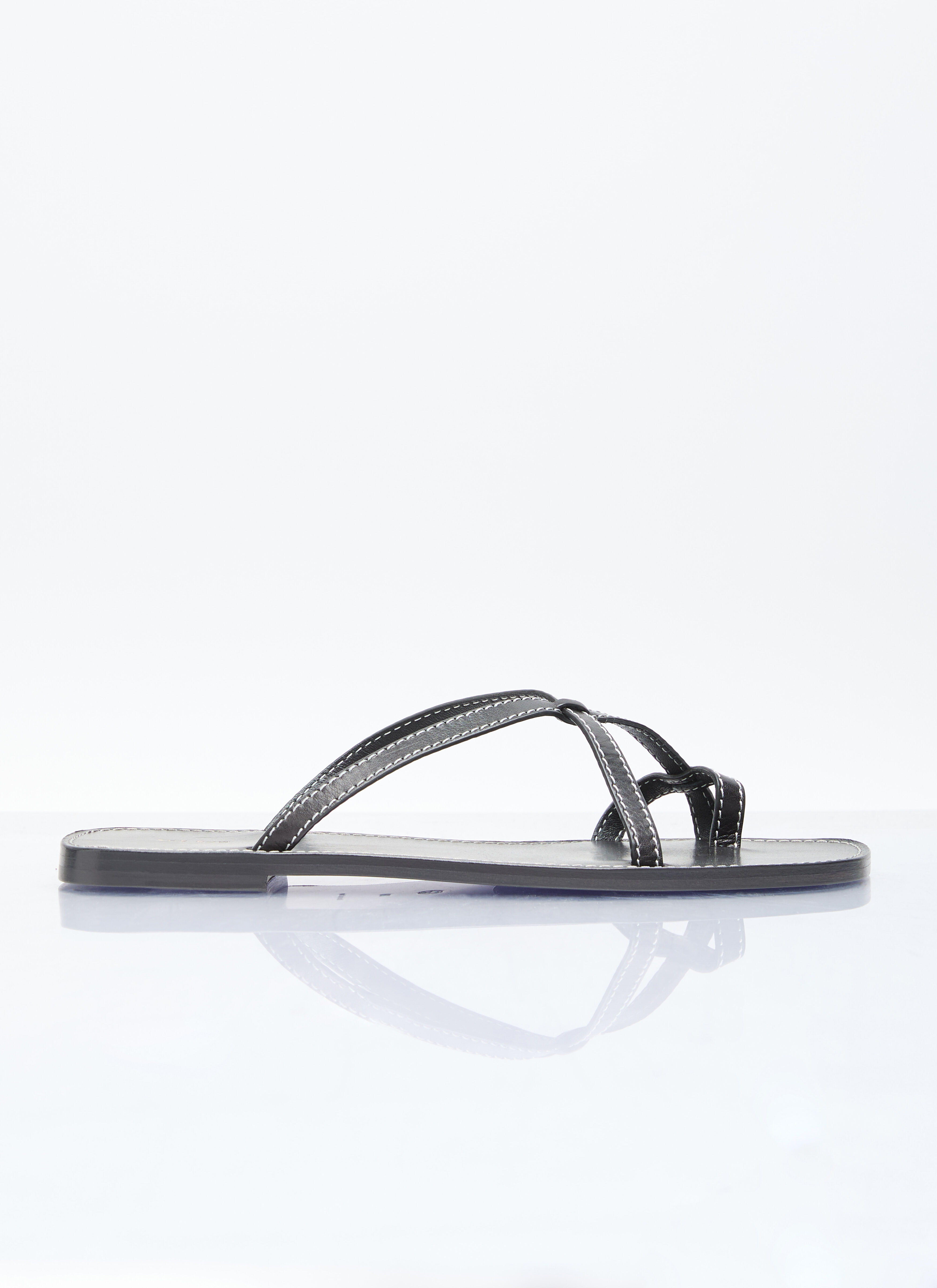 The Row Link Leather Sandals White row0256003