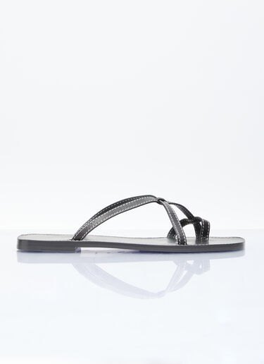 The Row Link Leather Sandals Black row0256034