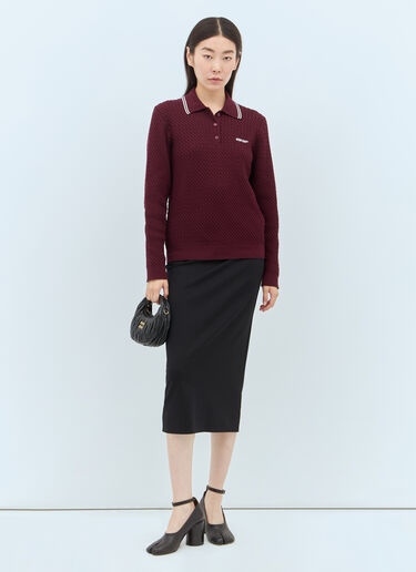 Miu Miu Cable Knit Polo Shirt Red miu0257003