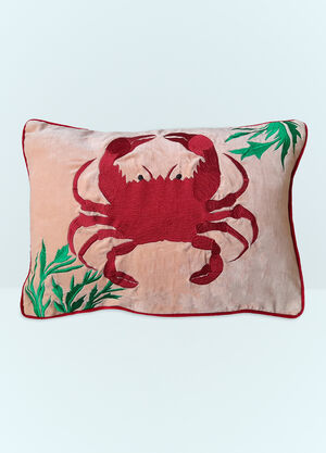 Les Ottomans Crab Embroidered Cushion Silver wps0691103