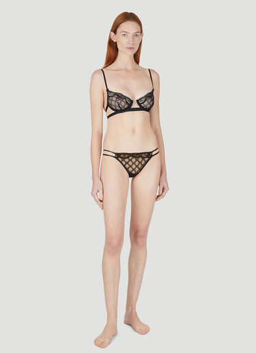 Gucci Women's GG Embroidered Tulle Lingerie Set in Black