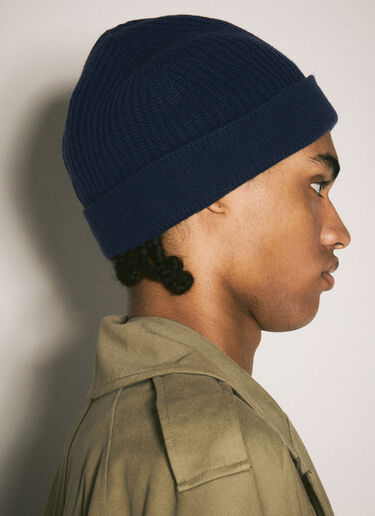 Marni Hand-Embroidered Logo Beanie Hat Navy mni0158007