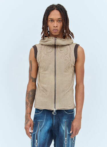 Charlie Constantinou Applique Hooded Vest Beige cco0156008