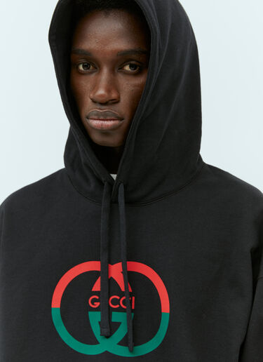 Gucci Logo Print Hooded Sweatshirt Black guc0155045