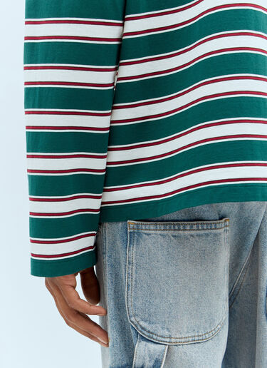 Miu Miu Long-Sleeve Striped T-Shirt Green miu0157005