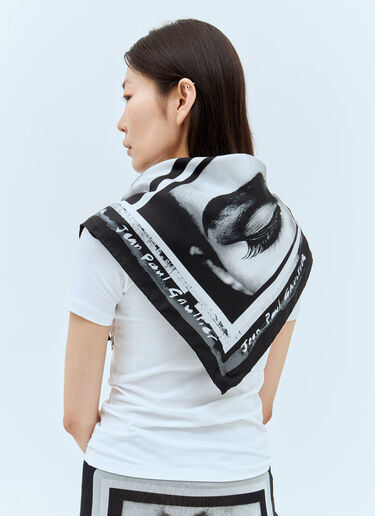 Jean Paul Gaultier Eyes And Lips Silk Scarf White jpg0258023