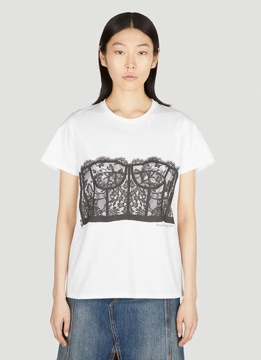 Alexander McQueen Bustier Print T-Shirt White amq0251041