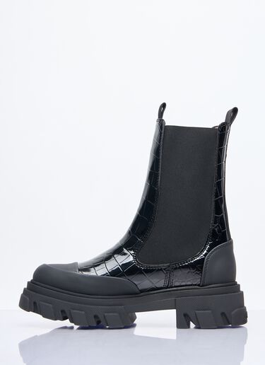 Ganni Cleated Mid Chelsea Boot Black gan0258044