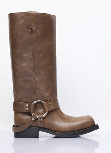 Acne Studios Leather Buckle Boots Brown acn0257009