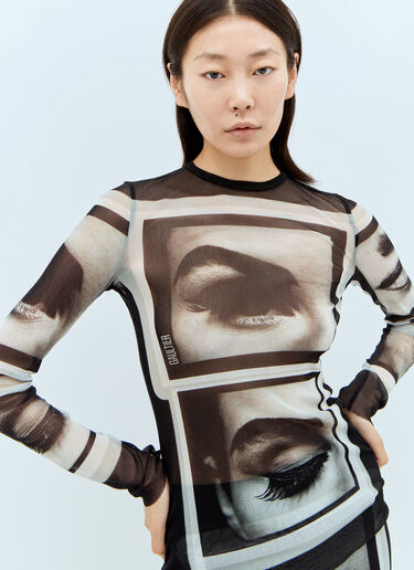 Jean Paul Gaultier 아이 앤 립 메시 탑  블랙 jpg0258007