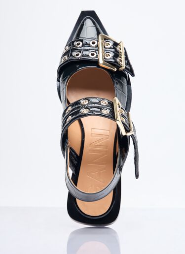 Ganni Feminine Buckle Ballerina Flats Black gan0258050