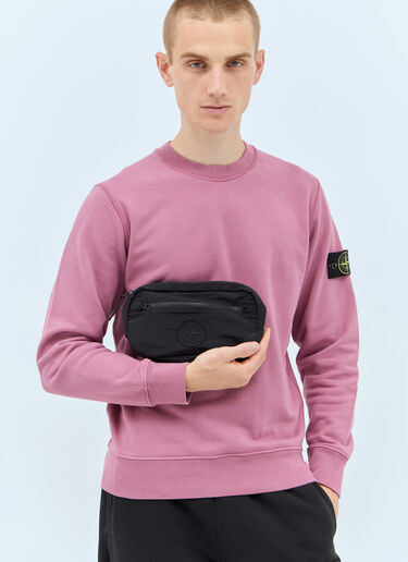 Stone Island Logo Embroidery Belt Bag Black sto0158059