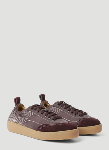 Dries Van Noten Quilted Low Top Sneakers Burgundy dvn0255007