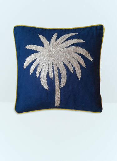 Les Ottomans Palms Embroidered Cushion Blue wps0691225