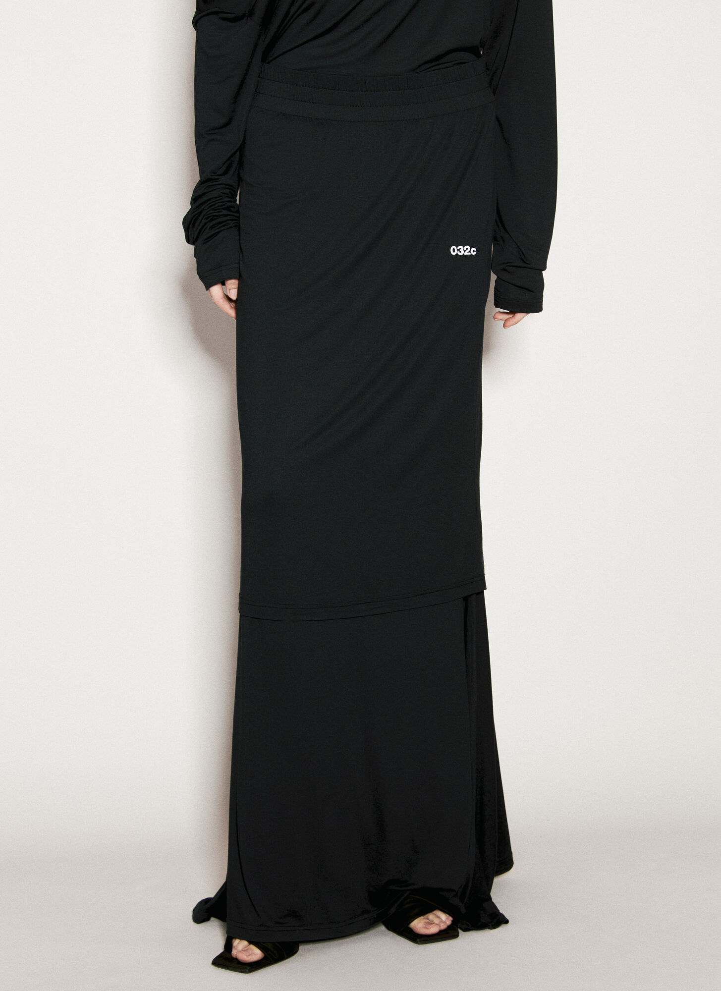 Shop 032c Daydream Layered Maxi Skirt In Black