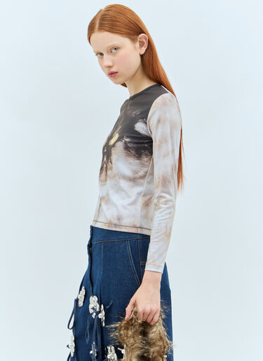 Chopova Lowena Cat Print Jersey Top Grey cho0258005