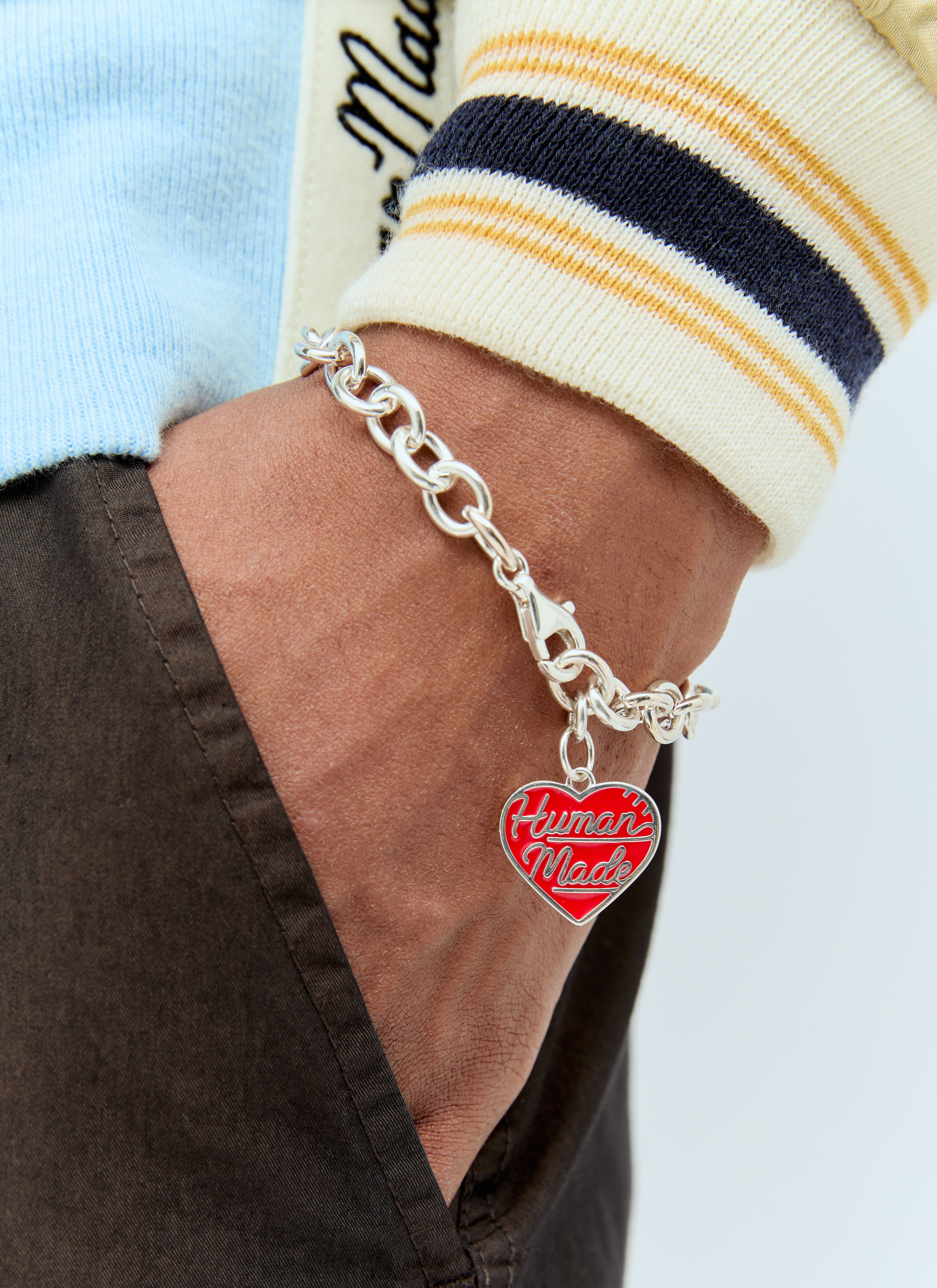 Acne Studios Heart Pendant Bracelet Silver acn0156021