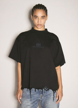Balenciaga Distressed Crop T-Shirt Black bal0257026