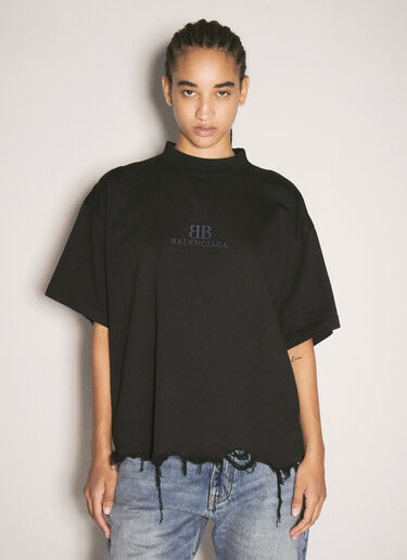 Balenciaga Distressed Crop T-Shirt Black bal0257011