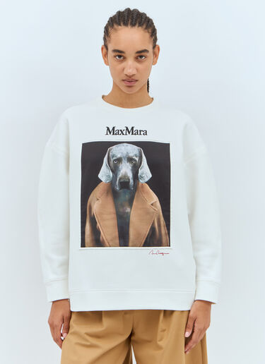 Max Mara Dog Print Sweatshirt White max0257028