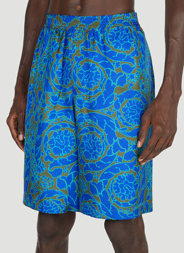 Versace Baroque Silk Shorts Blue ver0153001