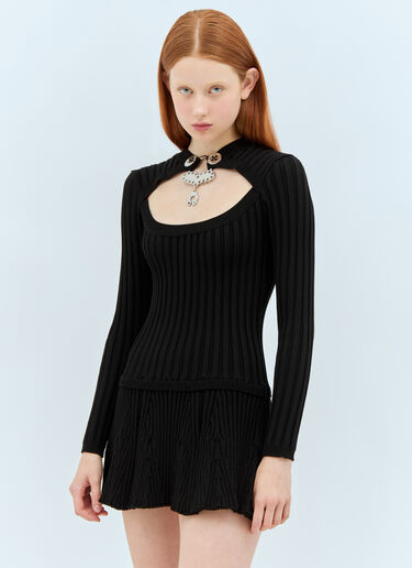 Chopova Lowena Embellished Knit Mini Dress Black cho0258001