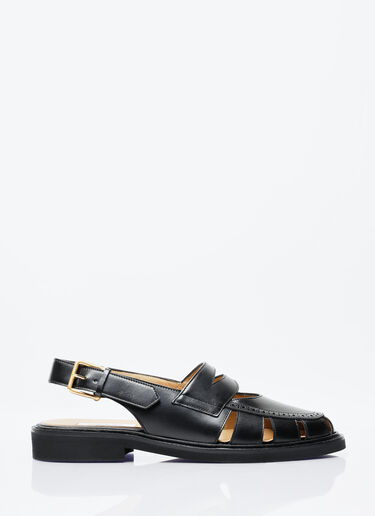 Thom Browne Cut-Out Slingback Loafer Sandals Black thb0156009