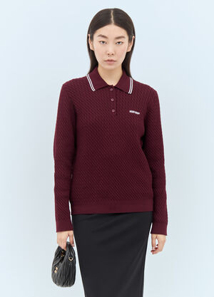 Chloé Cable Knit Polo Shirt Beige chl0257002