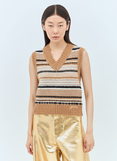 GANNI Stripe Vest Beige gan0257021