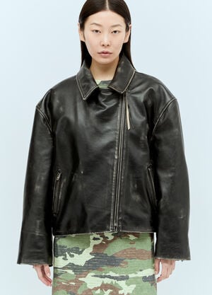 Acne Studios Sanded Leather Biker Jacket Multicolour acn0256036