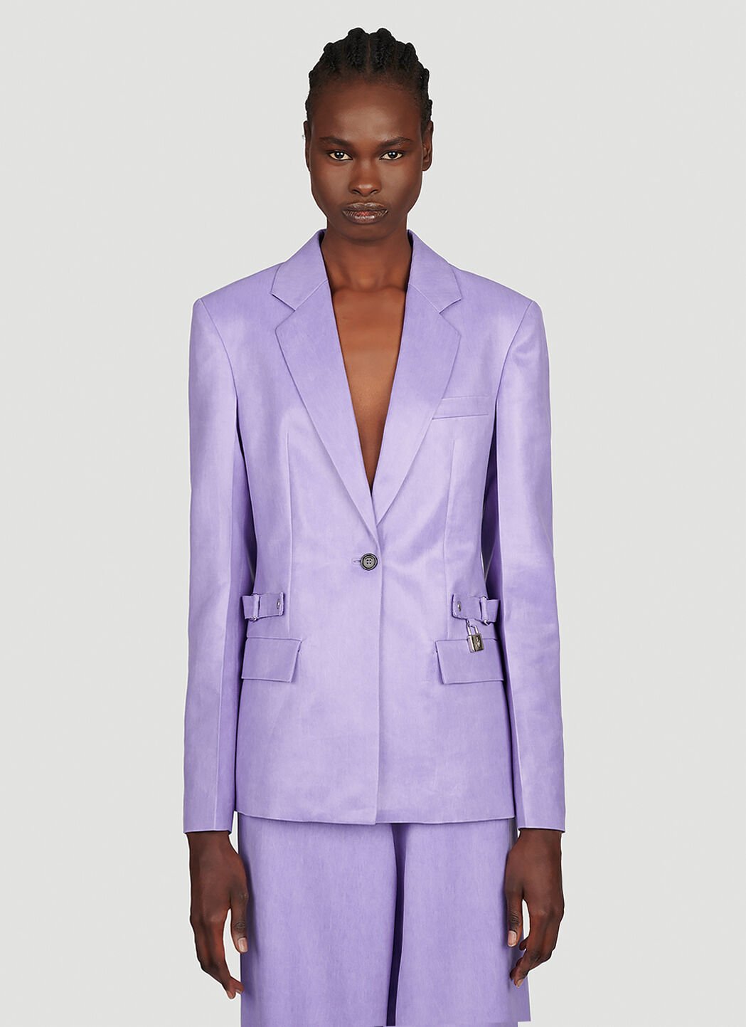 Max Mara Padlock Strap Suit Single Breasted Blazer Beige max0256017