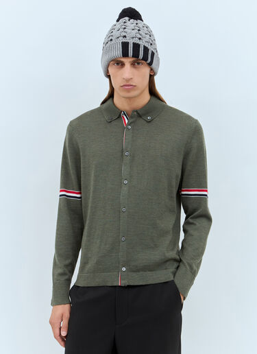 Thom Browne Four-Bar Cable Knit Beanie Hat Grey thb0157011