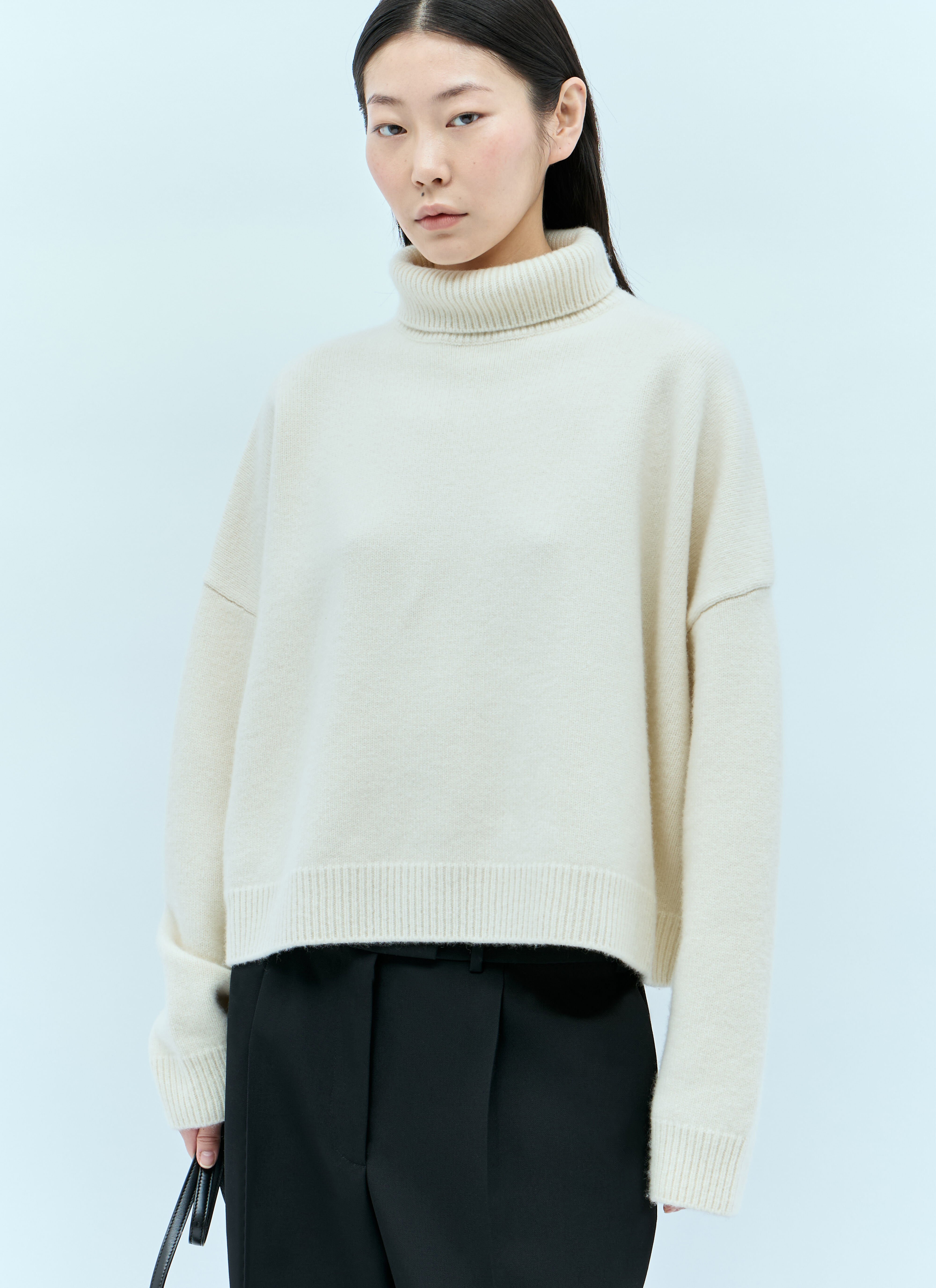 The Row Ezio Knit Roll Up Sweater Green row0256027
