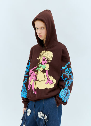 Chopova Lowena Screen Printed Hooded Sweatshirt Brown cho0258009