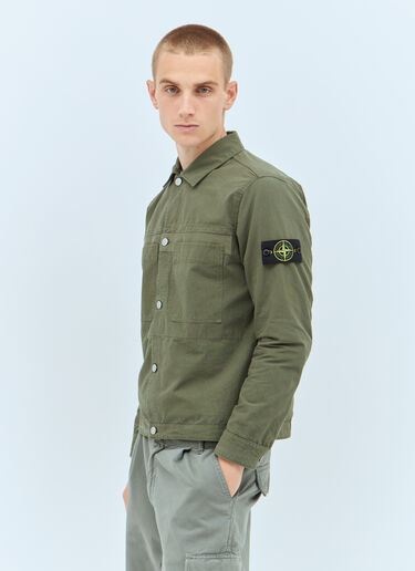 Stone Island Logo Patch Overshirt Green sto0158034